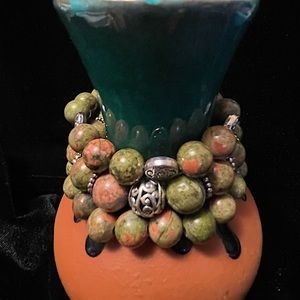 Unakite Chunky Bracelet Set